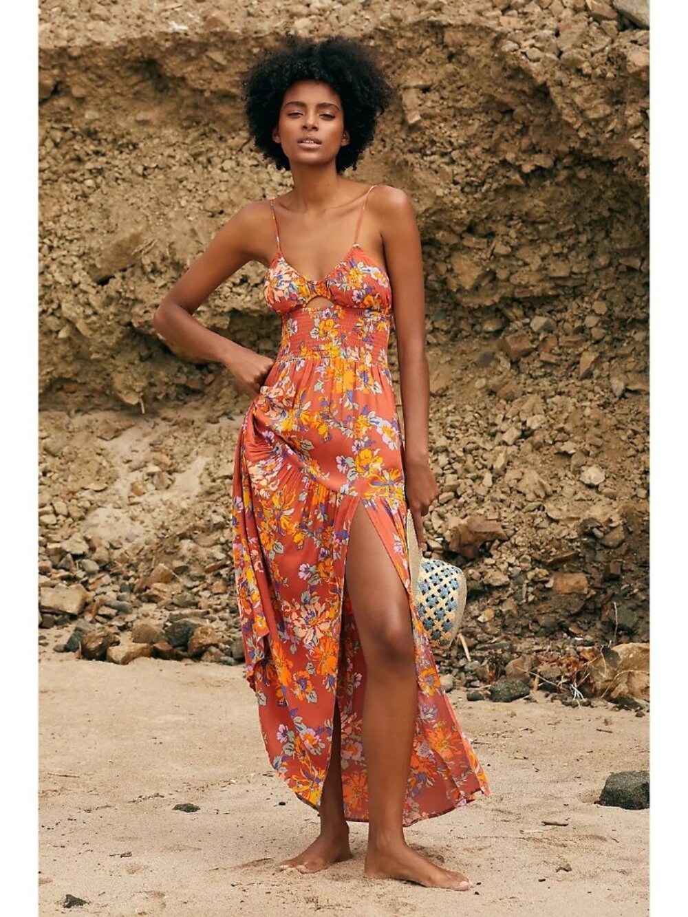L Space Calla Maxi Dress M Medium Strappy Back Beachy Resort Floral Print